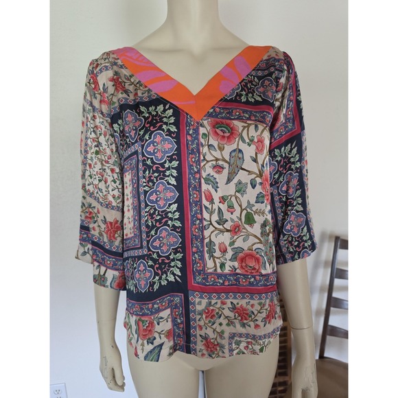 Aldo Martins Tops - Aldo Martins Gina Top Blouse Eclectic Multicolor Floral Boho Kimono Foulard Top